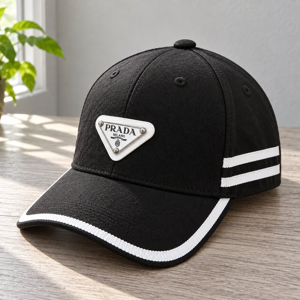 Prada Black Cap with White Trim - Picture 4 of 6